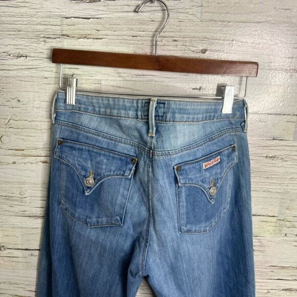 Hudson Jeans Womens size 29 Blue Straight Crop Cuff Flap pockets Low Rise - Picture 6 of 9